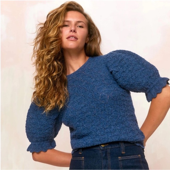 Christy Dawn Sweaters - Christy Dawn Blue Logan Alpaca Sweater